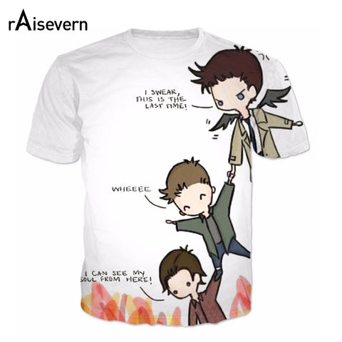 Cas Dean And Sam Flying Tshirt 3D T Shirt Summer Style