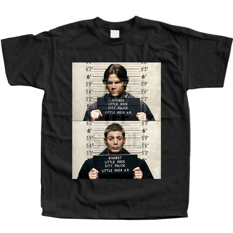 Daily T Shirt Crew Neck Supernatural Mug Sam Dean Winchester Men'S Black Print T Shirt Men